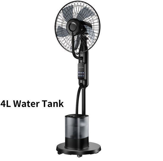 Verstuivingsventilator 4L watertank, 5 snelheden, 3 standen, fluisterstil, afstandsbediening, vloerventilator voor binnen en buiten