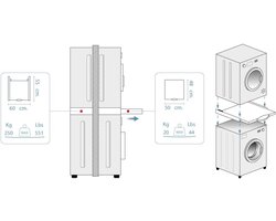 Wasmachine Droger Stapelaar - Apparaat Combinator - Ruimte Besparen - Uittrekbare Plank - 65x60x15cm