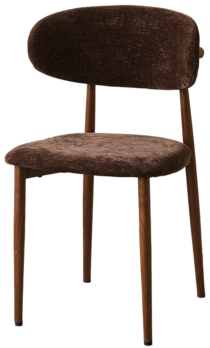 Lizzely Garden & Living SET DEAL 6 stuks: Eetkamerstoel Japandi Reika donkerbruin velvet walnoot poten japanse stijl eetstoel zetel