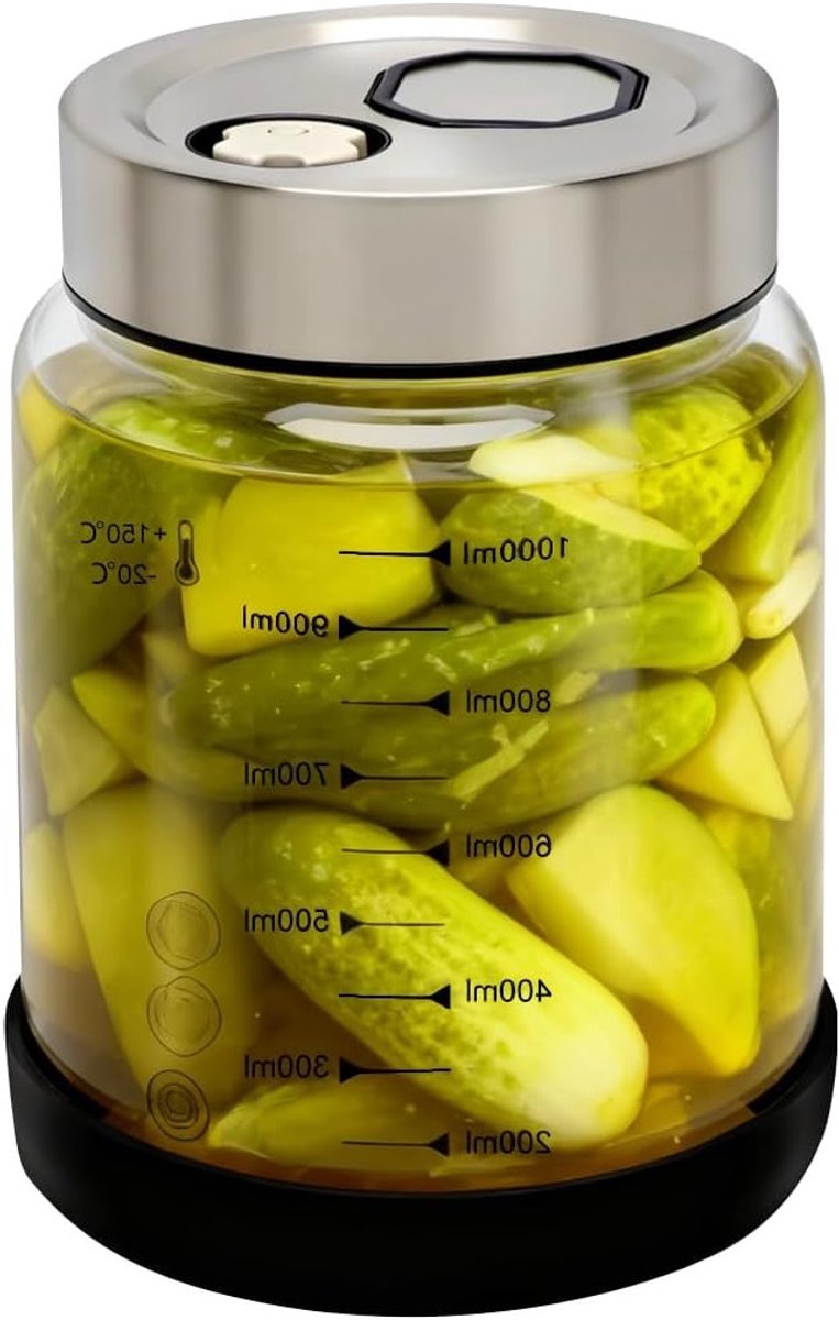 Fermenterend glas met deksel - 1 liter groot - fermenterend glas met ventiel - voor fermen