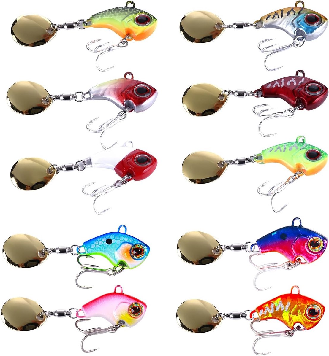 Set van 10 Spinner Vissen Lures - Jig Spinner, Trout Spoons en Lead Head Spinner voor Snoek, Baars en Zander