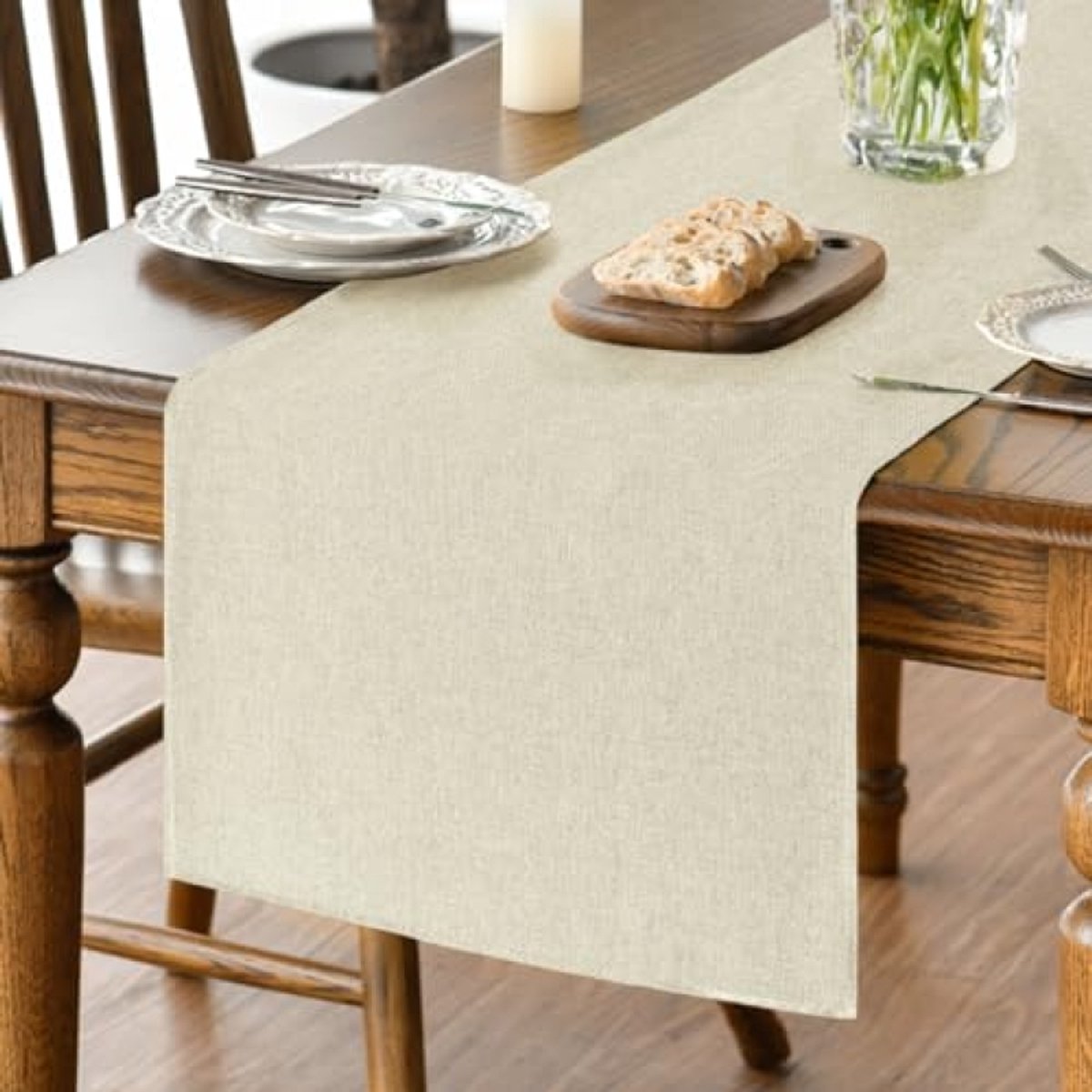 PromoHome Tafelloper Beige Herfst - 40x140 cm - Afwasbaar Polyester - Geschikt voor Keuken en Eettafel - Decoratie voor Binnen