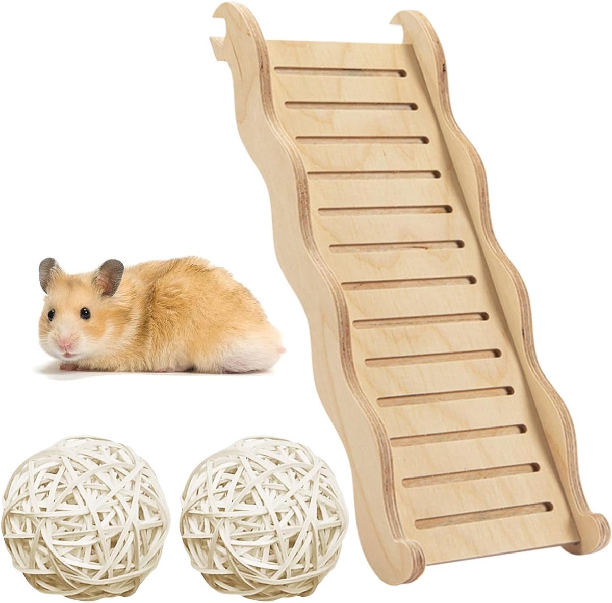 Hamster klimladder van hout - Speelgoed voor hamsters, dwergmuizen en woestijnmuizen - Ideaal voor kleine huisdieren en hun accessoires