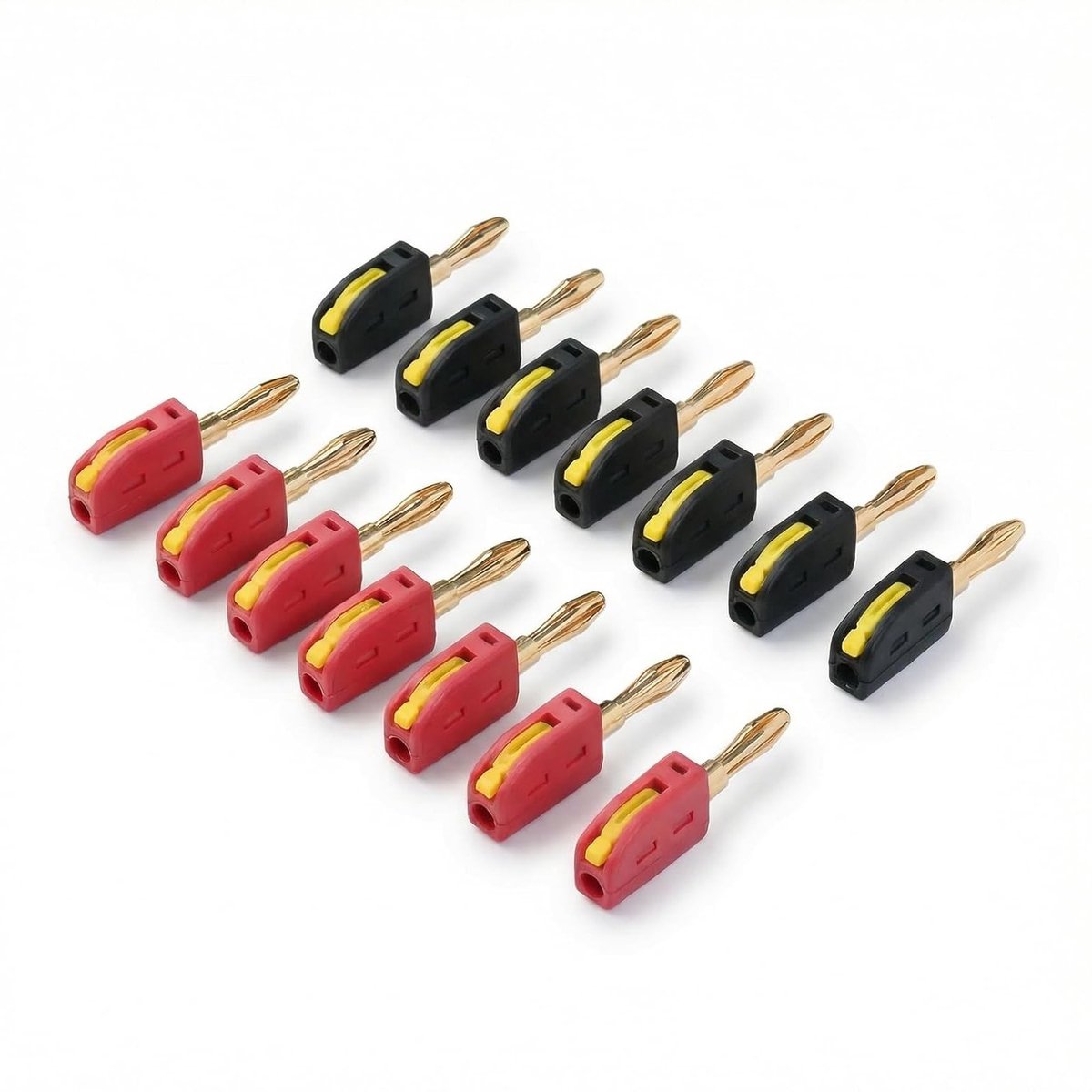 4 mm banaanstekkers - 14 stuks voor luidsprekers, versterkers en stereo-installaties, zwart en rood, 32A converter voor kabelboxen