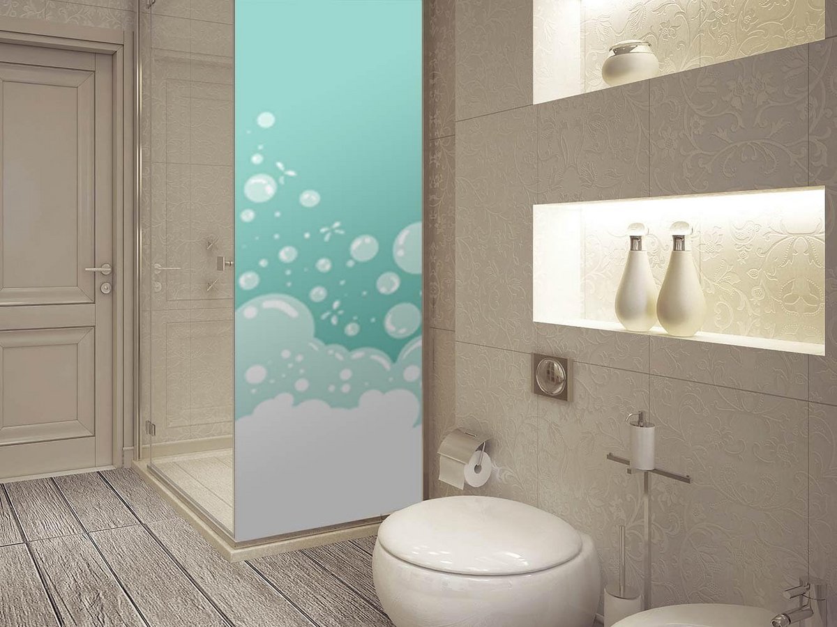 Vinyl voor douchecabine groene bubbels 70 x 200 cm