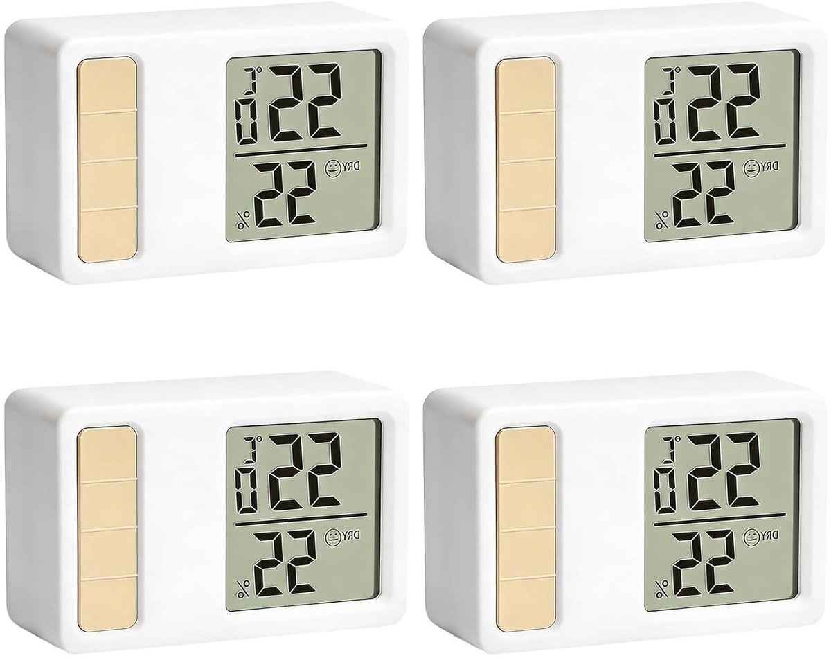4-delige Set Digitale Thermometer en Hygrometer voor Binnengebruik, Temperatuur- en Vochtigheidsmonitor voor Thuis