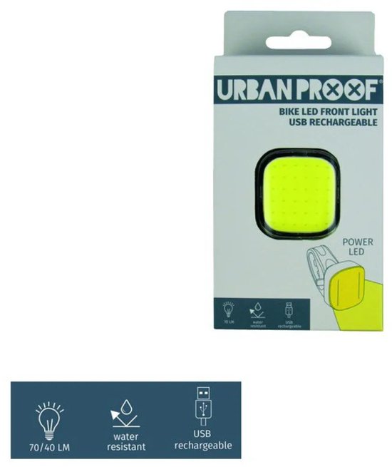 Fiets Koplamp LED Urban Proof High Power vierkant - USB oplaadbaar — afbeelding 3