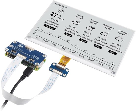Waveshare 7.5inch E-Paper HAT Display Module, 800×480 Resolution, Supports Black/White 2 Colors, Compatible with Jetson Nano/Raspberry Pi 4B/3B+/3B/3B/2B/1B+/1A+/Zero 2W/Zero W/Zer