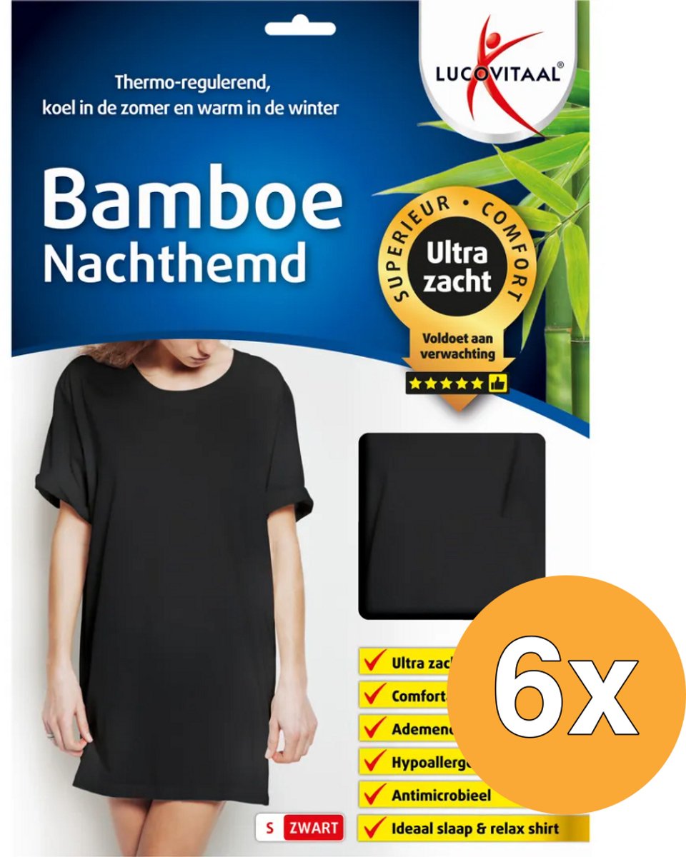6x Lucovitaal Nachthemd Bamboe -S- korte mouw (1 stuk)