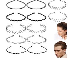 BOYIVI 12 STKS Metalen Haarband voor Mannen en Vrouwen Unisex Verstelbare Zwart Golvende Haarband Antislip Lente en Zomer Thuis Outdoor Haar Hoepel Mode Eenvoudige Elastische Haaraccessoires