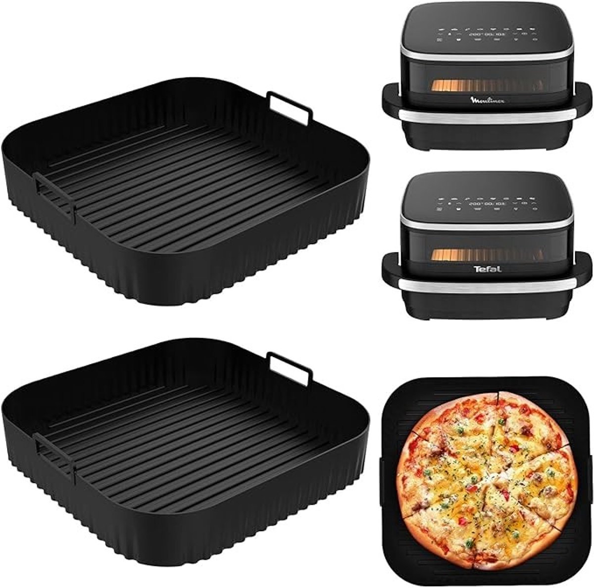 Siliconen Airfryer Accessoires 27 cm - 2 Delige Set voor Heteluchtfriteuse