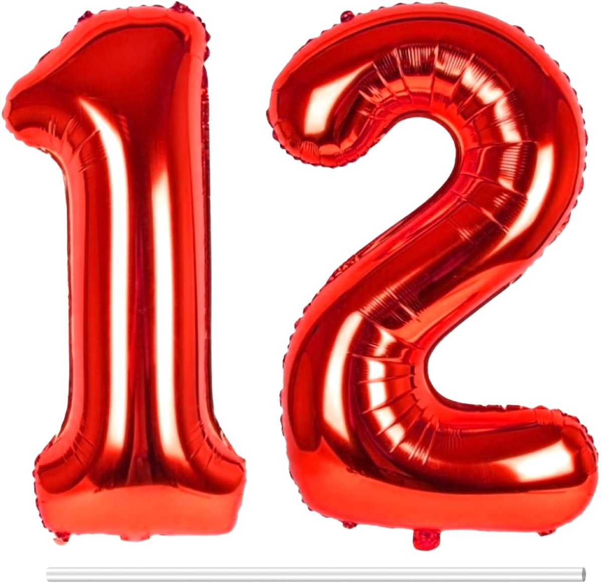 aladdien - Ballonnummers 12 - Folie Ballon - XXL Gigantisch Nummer - Rood - Heliumballon - Verjaardagsdecoratie - Geschikt voor Jongens en Meisjes