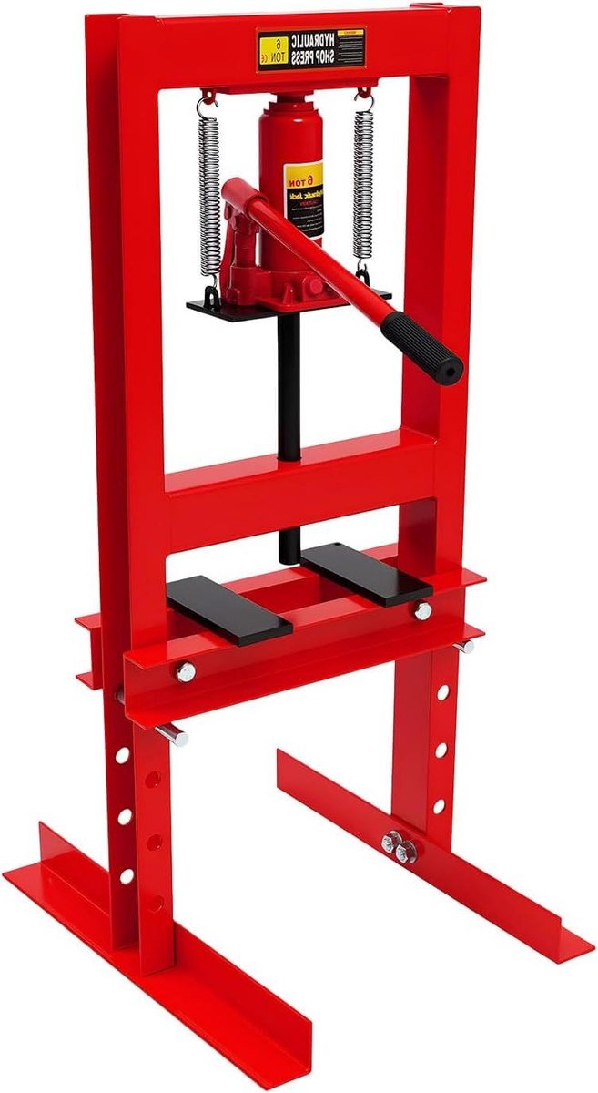 Werkplaatspers - Framepers pers - Onderdelen monteren - 6 Ton Druk - 50x40x90cm - Rood