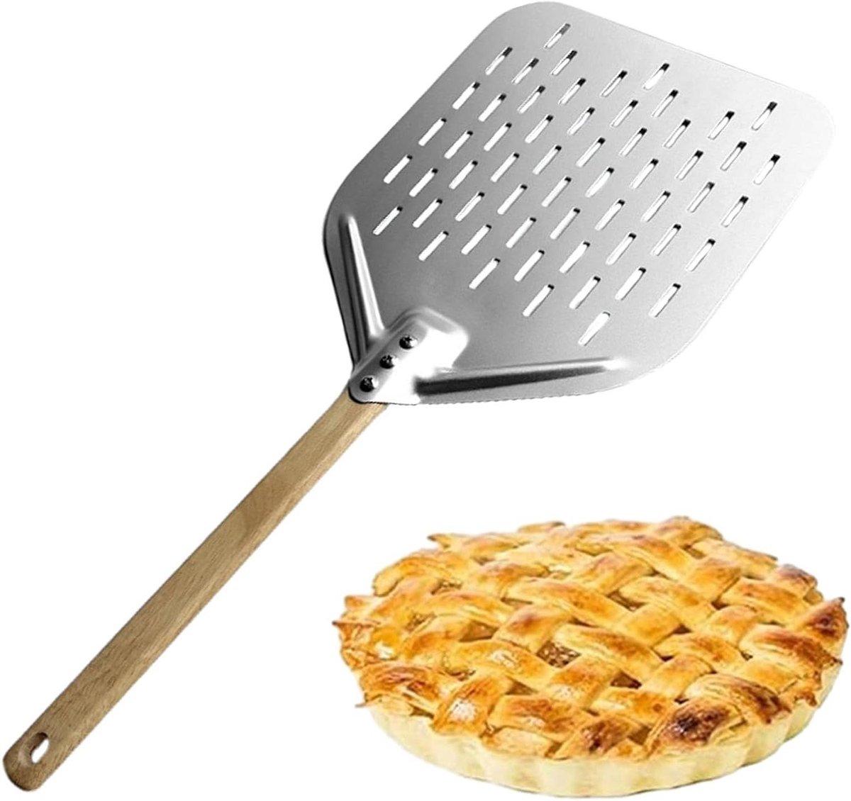 Pizzaschep - Pizzapedaal - Pizza Bakken - Geperforeerd Ontwerp - 305 cm - Zilver