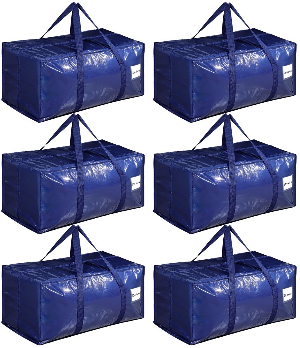 aladdien - Verhuiszakken - Zware opbergtassen - Waterdicht - 90L - Ritsen - Geschikt voor kleding en kerstversiering - Blauw