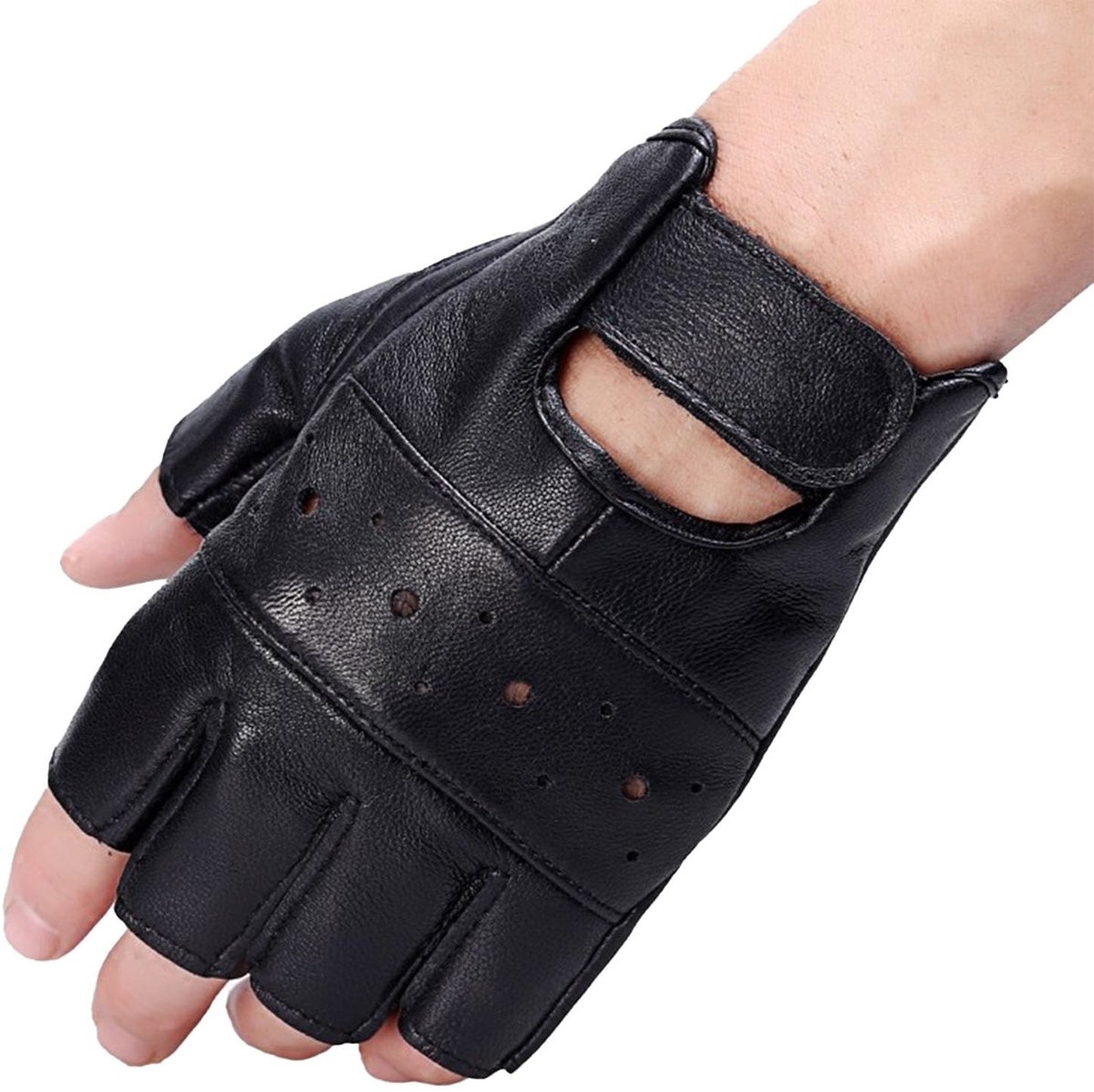 aladdien - Vingerloze handschoenen - Leren handschoenen - Uniseks voor cosplay - Zwart - Punk-kostuum - Perfect voor autobestuurders - Maat M