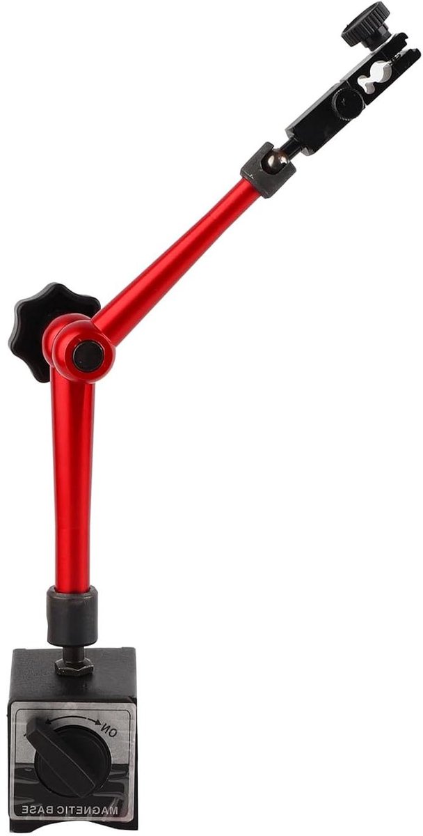 Indicatorstandaard - Magnetische voet - Precisiewerk - Instelbare arm - 35 cm hoog - Chroom