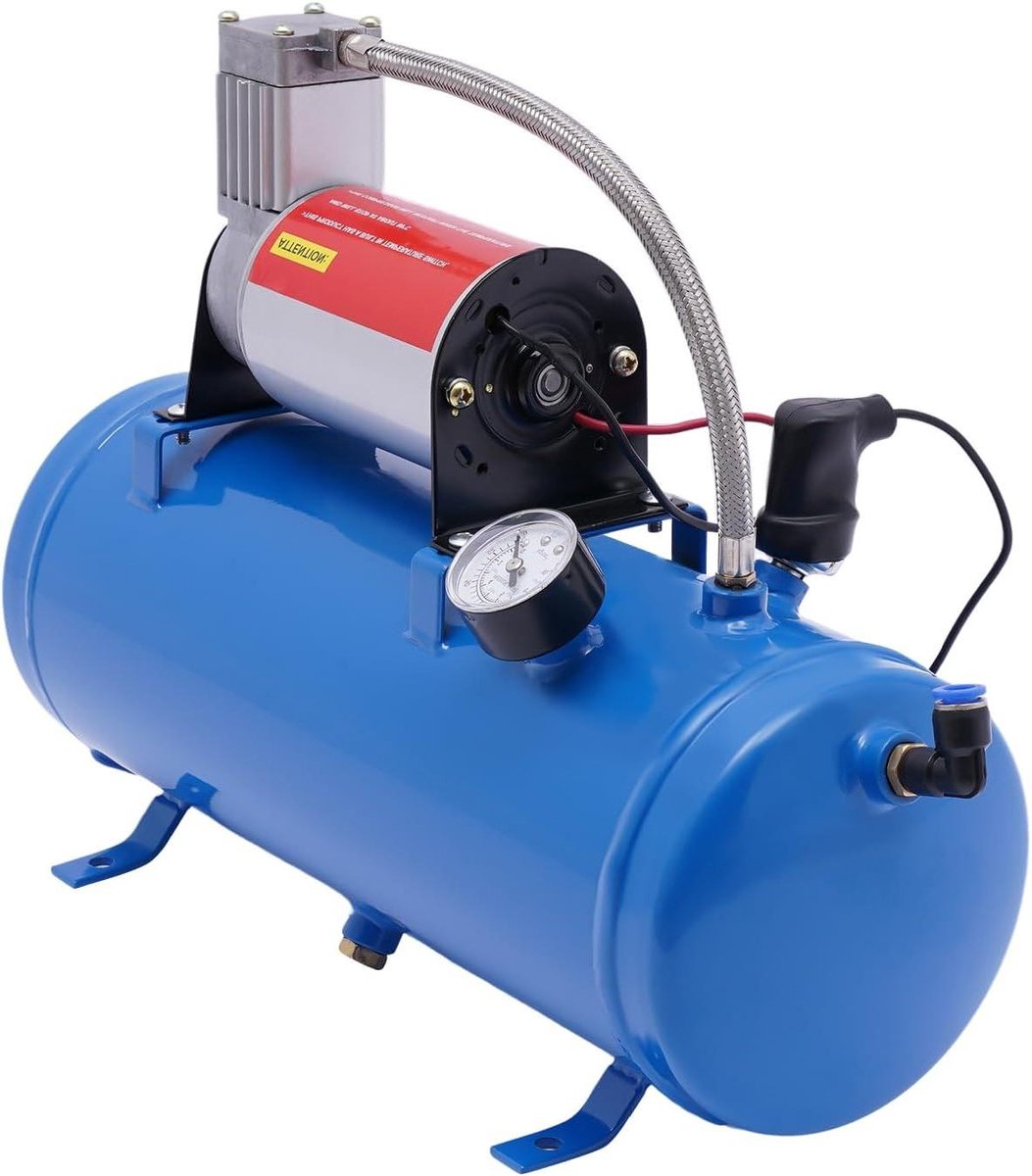 Persluchtcompressor - Mobiele pomp - Banden oppompen - Compact ontwerp - 6 Liter tank - Blauw
