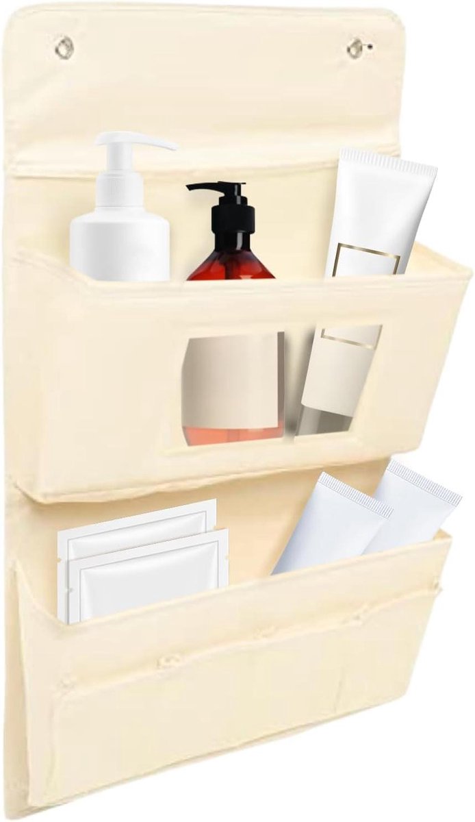 Opbergtas Deur - Hangende Organizer - Ruimte Besparen - Zonder Boren - 40x63cm - Beige