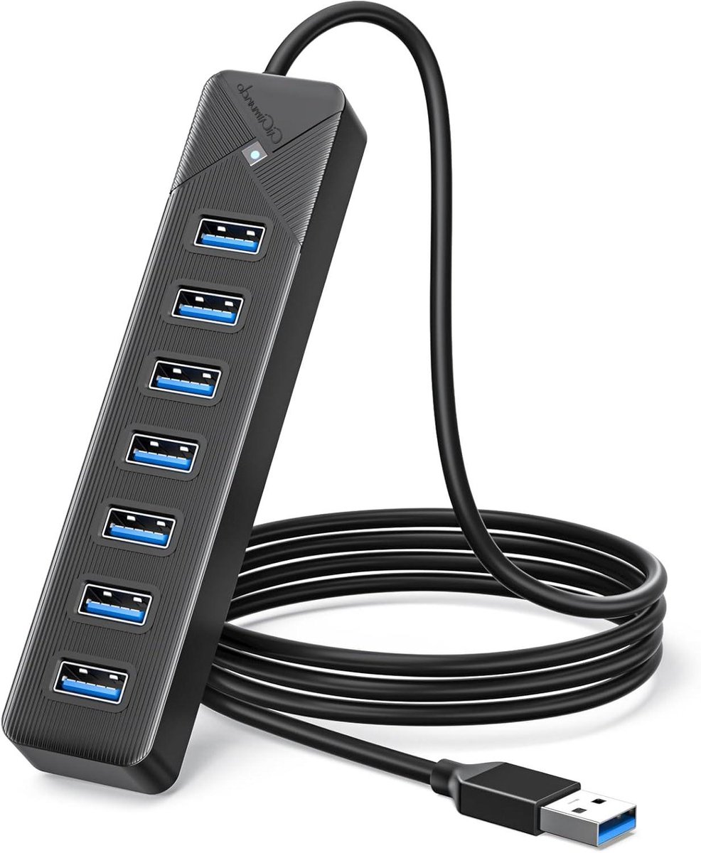 USB Hub - Poorten Uitbreider - Apparaten Koppelen - 7 Poorten - 100cm Kabel - Zwart