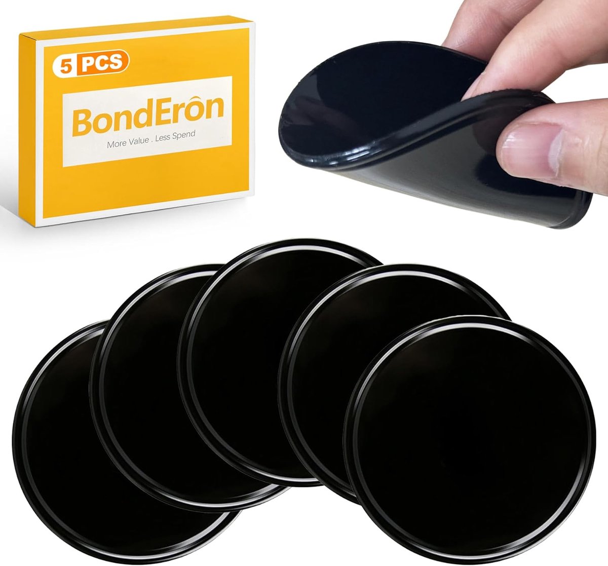 Nano Gel Pads - Antislipmatten - Auto Interieur - Wasbaar Herbruikbaar - 5 stuks 8 cm - Zwart