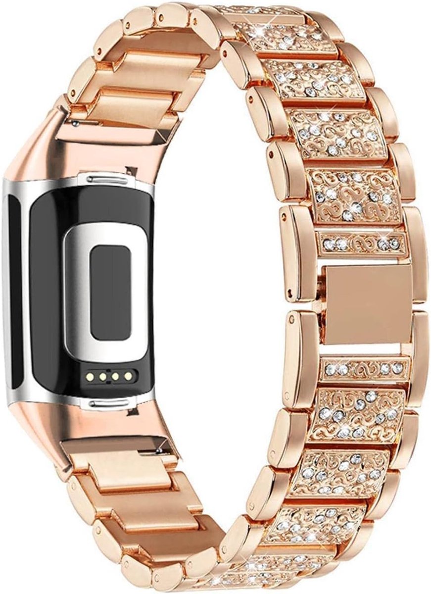 Damesarmband - Metaal band - Activiteitentracker - Kristallen versiering - 18 cm - Zilverkleurig