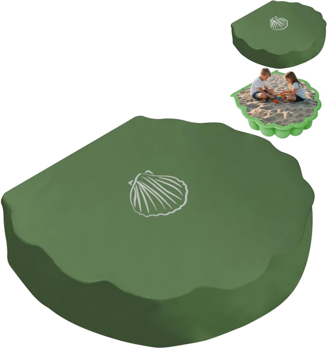 Zandschelp Afdekking - Zandbak Zeil - Zandbak Beschermen - Waterdicht Stofdicht - 100 x 15 cm - Groen