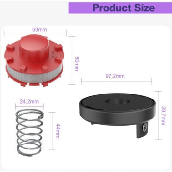 3405096 draadspoelen, voor einhell grastrimmerdraad, compatibel met einhell grastrimmer Agillo 36/255 BL vele andere modellen. (3 spoelen, 1 spoelafdekking) — afbeelding 3