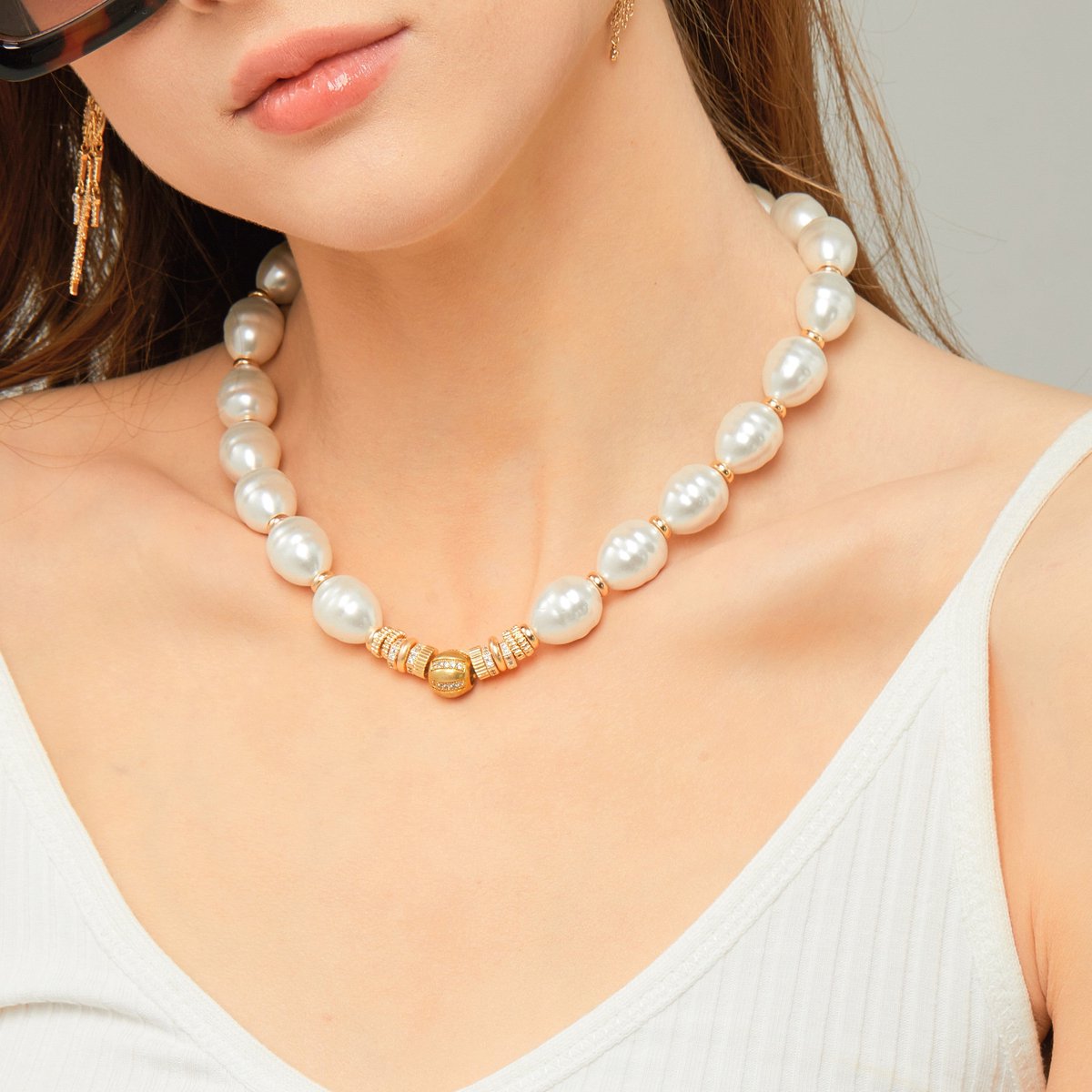 Hipanema Sirena wit/gouden ketting