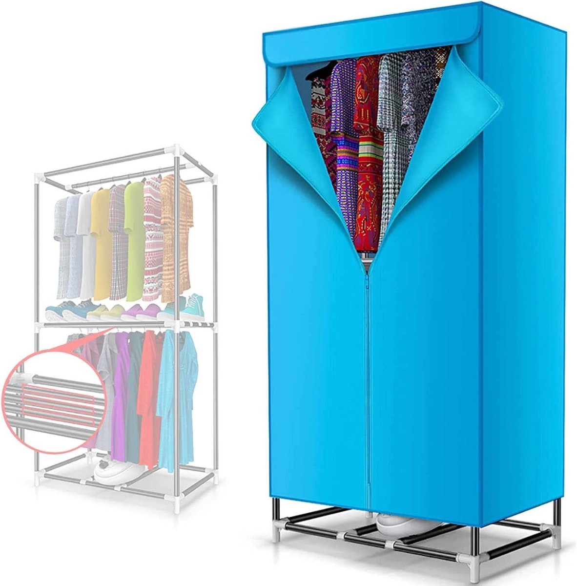 Elektrisch Droogrek - Kledingdroger Wassen - Snel Kleding Drogen - Dubbellaags Model - 70x43x140cm - afbeelding 1