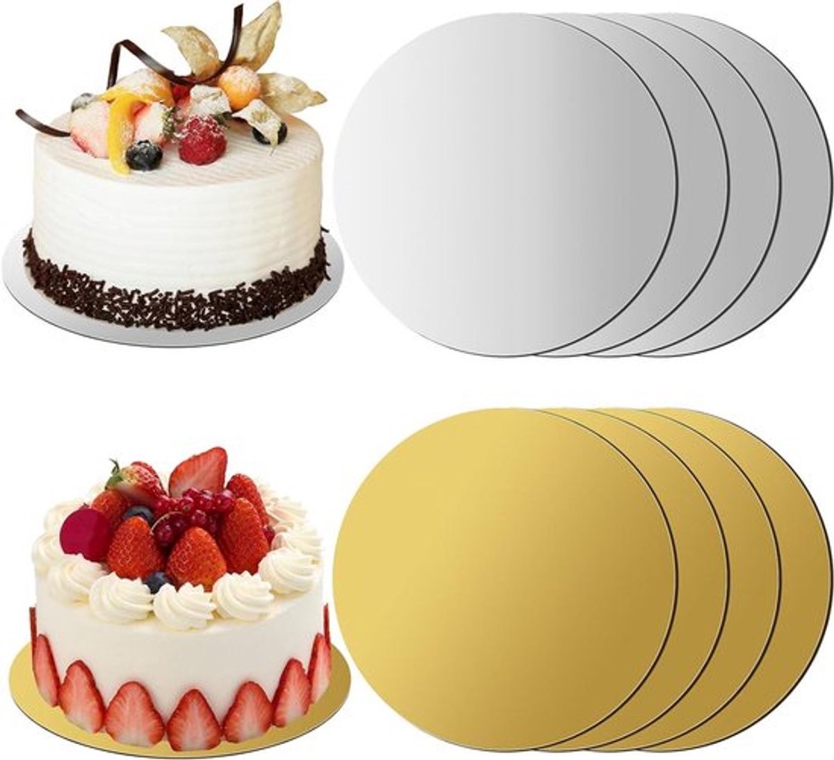 8 ronde taartplateaus 20 cm - Taartbord voor cupcakes, gebak, cake en pizza