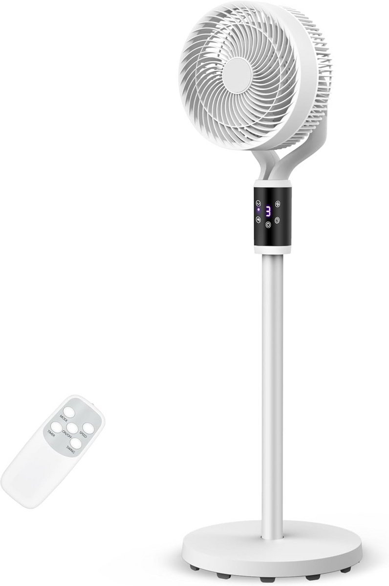 Staanventilator met Afstandsbediening - 6 Snelheden & Timer - Stille Vloerventilator voor Slaapkamer en Woonkamer