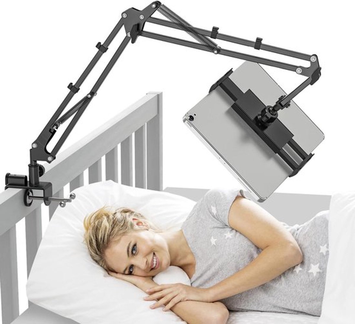 Tablethouder voor bed, 360 Graden Rotatie, iPad/Pro/Air, Metalen Arm, 4,5-12,9 inch Tablet