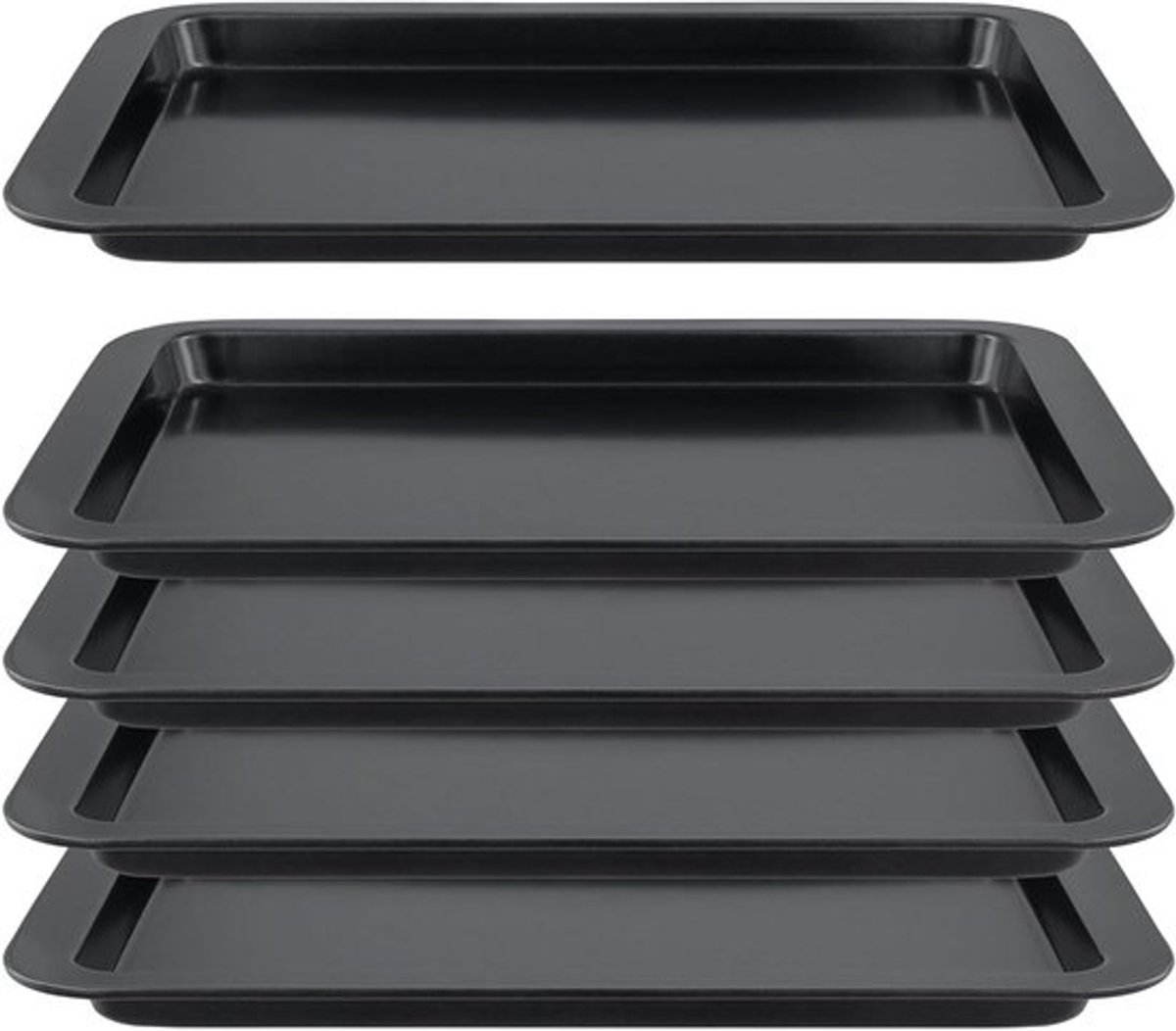 Bakplaat Set 5-delig 33x23x2cm voor Oven - Non Stick - Koken - Serveren - Roosteren