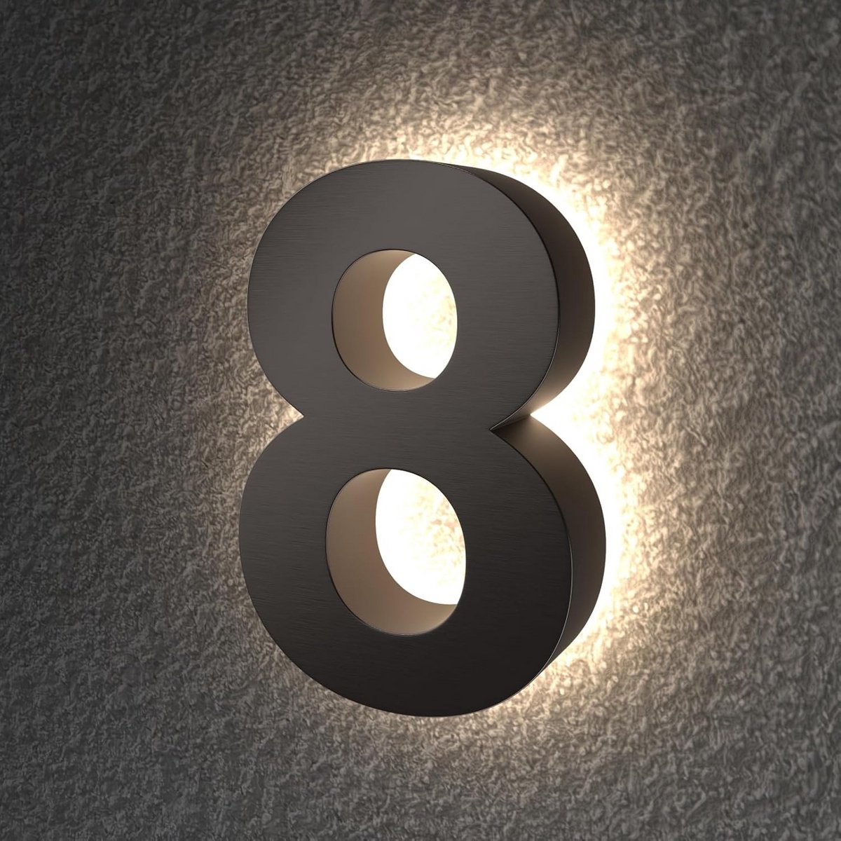 Verlicht Huisnummer 7 Inch met LED-Achtergrondverlichting RVS en Acryl