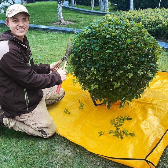 aladdien - Landschapszeil - Snoeizeil voor tuin - Geel - Bladeren verzamelen - Tuinonderhoud - 78,7 x 78,7 cm - Geschikt voor tuinbomen en struiken van Aladdien — afbeelding 3