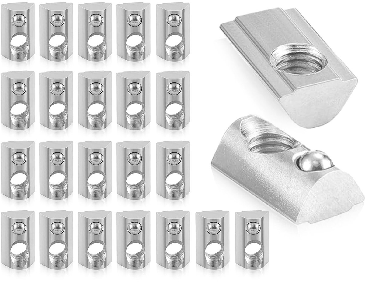 SPHProducts - M8 Groefstenen - Koolstofstaal 40-serie - 22 Stuks - Hoogwaardige Stabiliteit - Groefstenen voor Aluminium Profielen - Bouwaccessoires