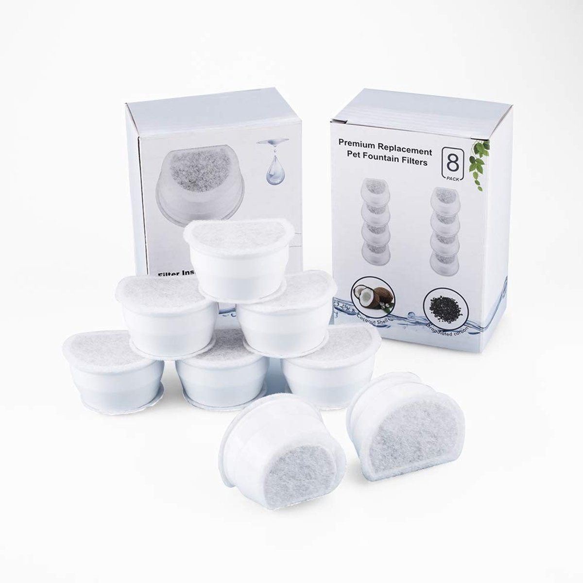 aladdien - Vervangende Koolstoffilters - Drinkwell Avalon - 16 Stuks - Filters voor honden- en kattenfonteinen - Verwijdert onzuiverheden