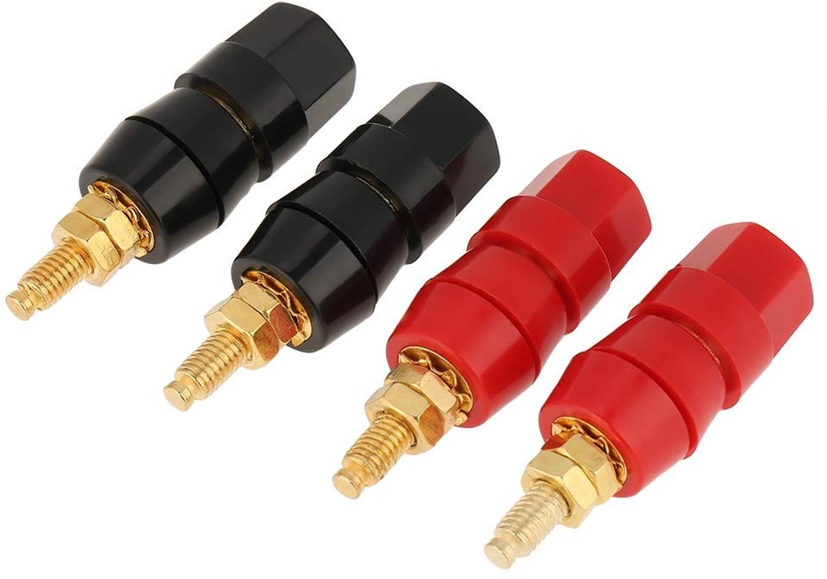 aladdien - Audio Speaker Binding Post - Versterkerconnector - 4 Pcs - Zwart en Rood - Geschikt voor Banaanstekkers - Audio-aansluitingen - Luidspreker