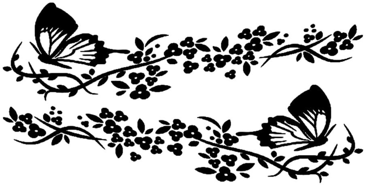 aladdien - Auto Decoratieve Stickers - Vlinder Bloemen - Zelfklevend PVC - 30cm x 11cm - Interieur Decoratie - Makkelijk te Plakken - Geschikt voor ...