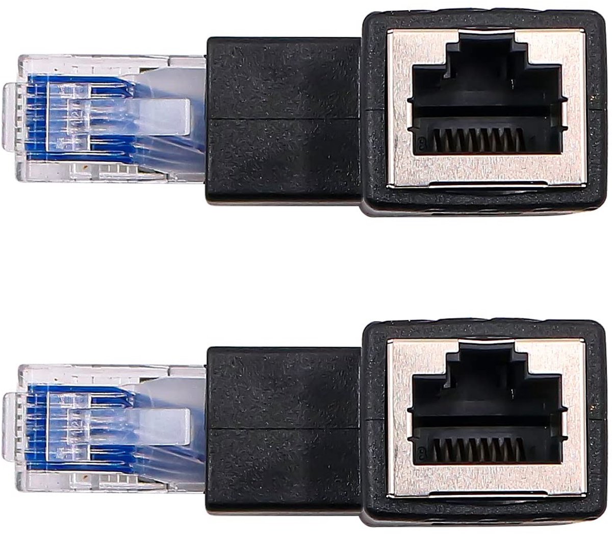 aladdien - RJ45 Adapter - 90 Graden - Male naar Female - Cat5e/Cat6 - Ethernet Connector - Netwerkverbinding - 2 stuks - Geschikt voor internetverbi...