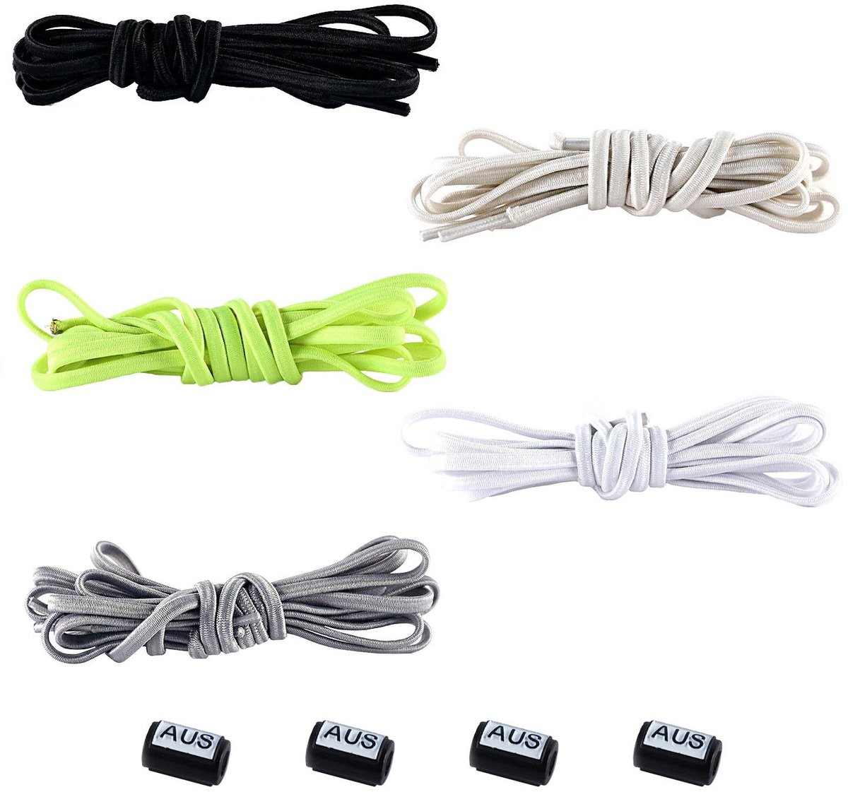 aladdien - Elastische Schoenveters - No Tie Trainers - Verstelbare Laces - Geschikt voor kinderen en volwassenen - 5 paar - Comfortabel en praktisch...