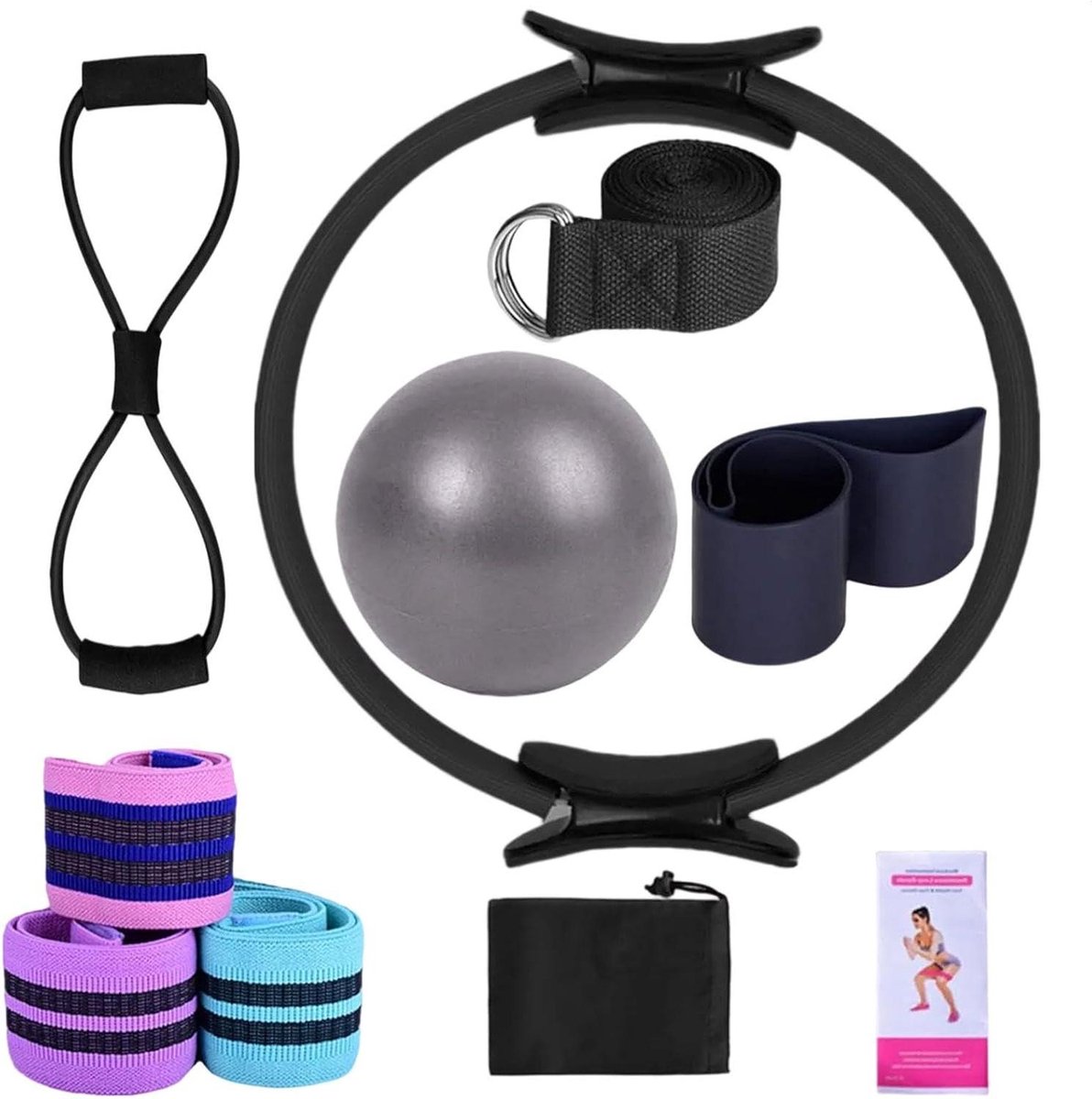 Pilates Uitrustingsset - Pilates Kit Yogabanden - Thuis Fitness - Slijtvaste Latex Buizen - 37 x 37 x 6 cm