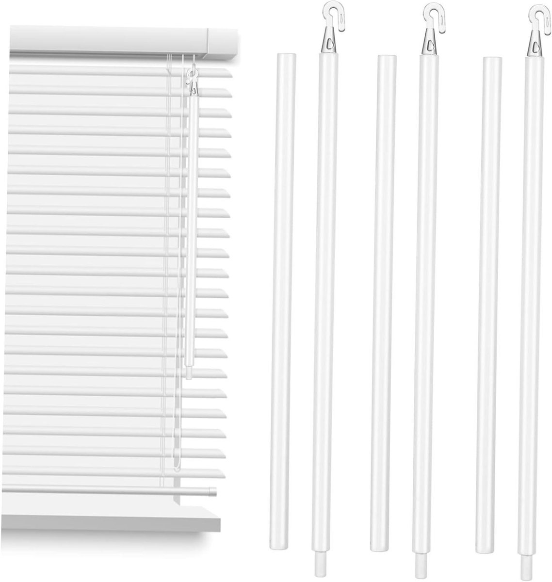 Gordijnstokken Set - Raambekleding Accessoires - Jaloezieën Bediening - Universele Compatibiliteit - 3 Stuks 60 cm - Wit