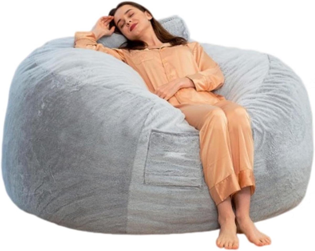 Zitzakhoes - Poefhoes Zacht - Ontspanning Thuis - Wasbaar Duurzaam Materiaal - 152cm x 76cm - Blauw