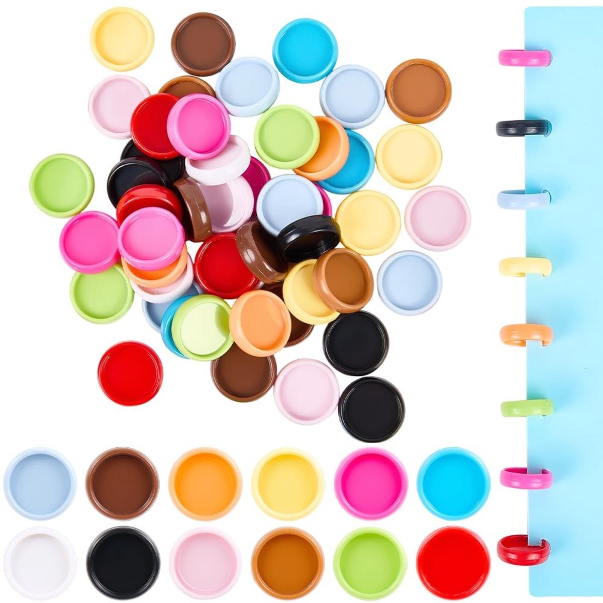 ONF3 - Kleurige Binder Discs - Perfect voor Notebooks - Handige Planner Accessoires - 60 Stuks - Creatieve Planners - Geschikt voor School - Not...