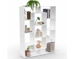 IDMarket - COLETTE boekenplank met 11 vakken, wit, hoogte 143 cm