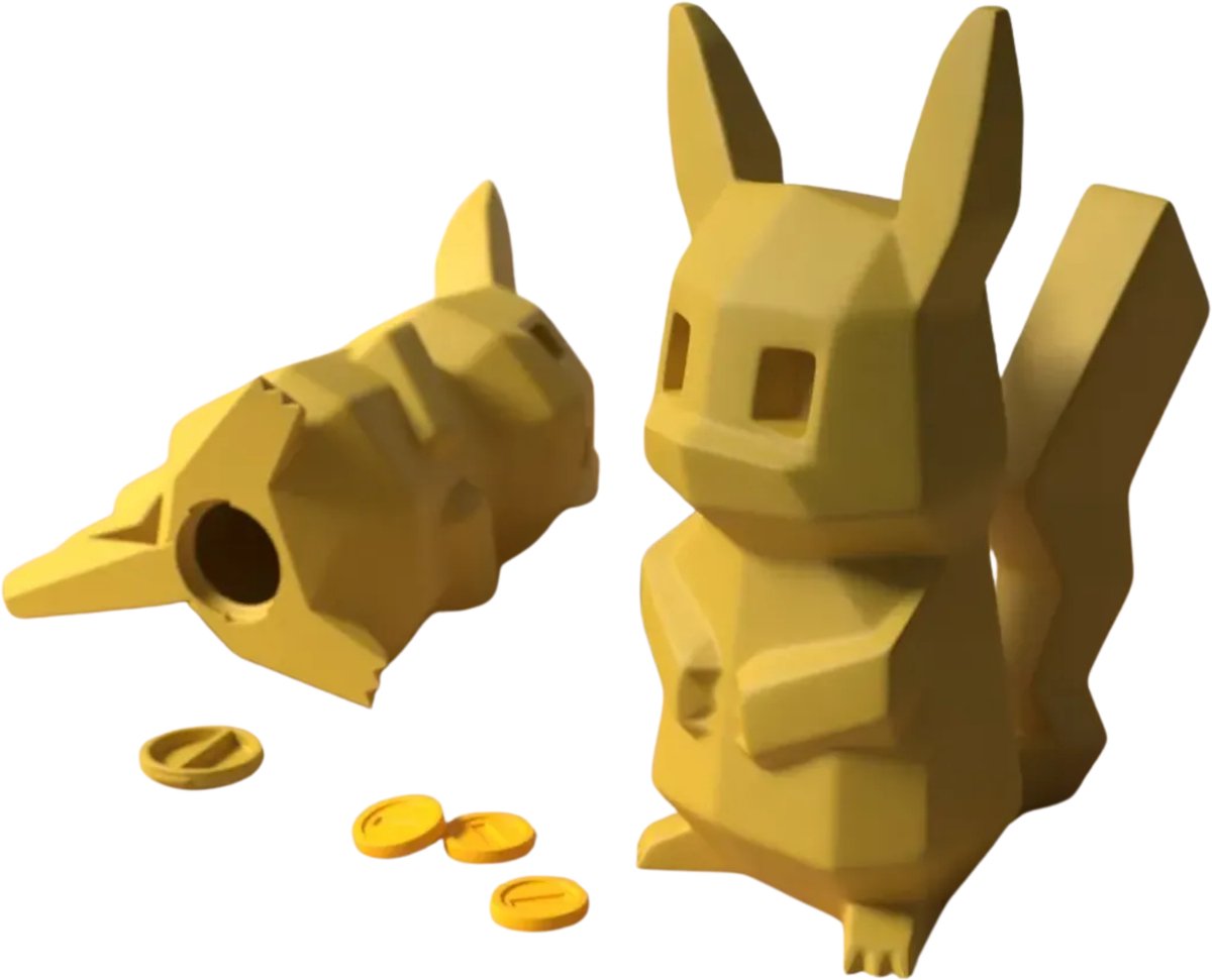 Pikachu Spaarpot Low Poly - Pokémon Spaarpot Voor Kinderen En Gamers - Decoratieve Coin Bank Voor Munten En Kleingeld - Anime Verzamelitem Voor Kinderkamer En Game Room - Cadeau Voor Pokémon Fans - Geometrisch Design - Geel