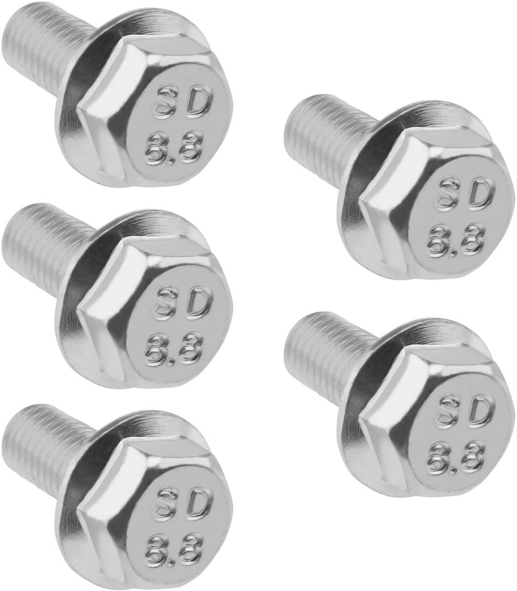 aladdien - Linkse Schroefdraadschroeven - M8 x 18 mm - Volledige Schroefdraad - Zeskantflensschroeven - Zilverkleurig - Voor Boormachines - 5 Stuks