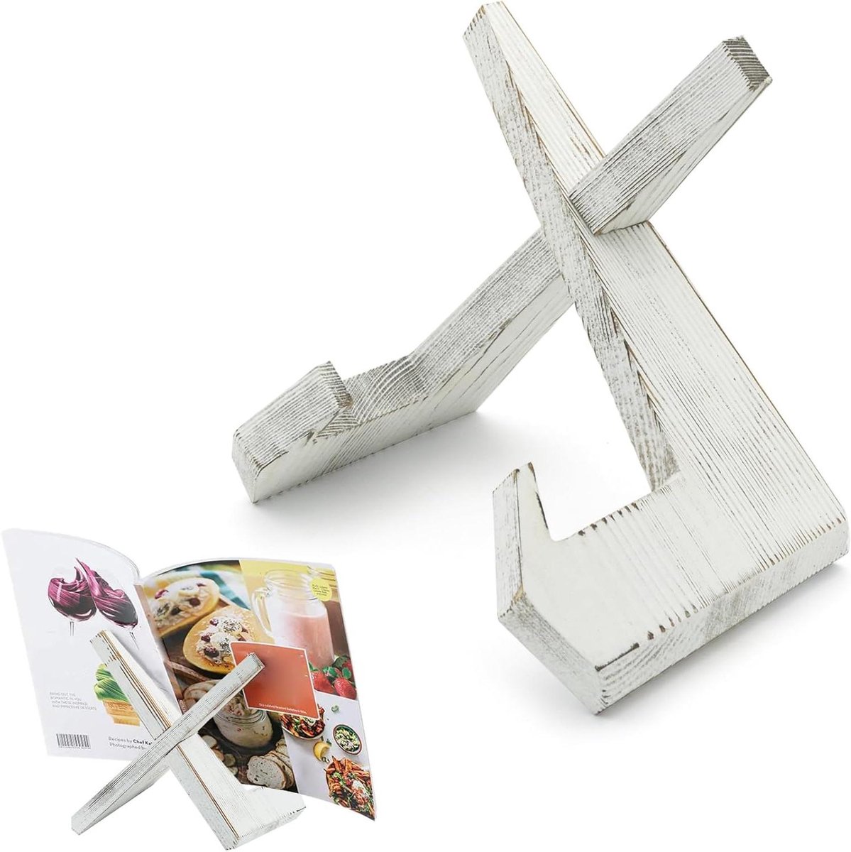Kookboekhouder Hout - Receptenstandaard - Keuken Gebruik - Stabiel Ontwerp - 21.5 cm - Wit